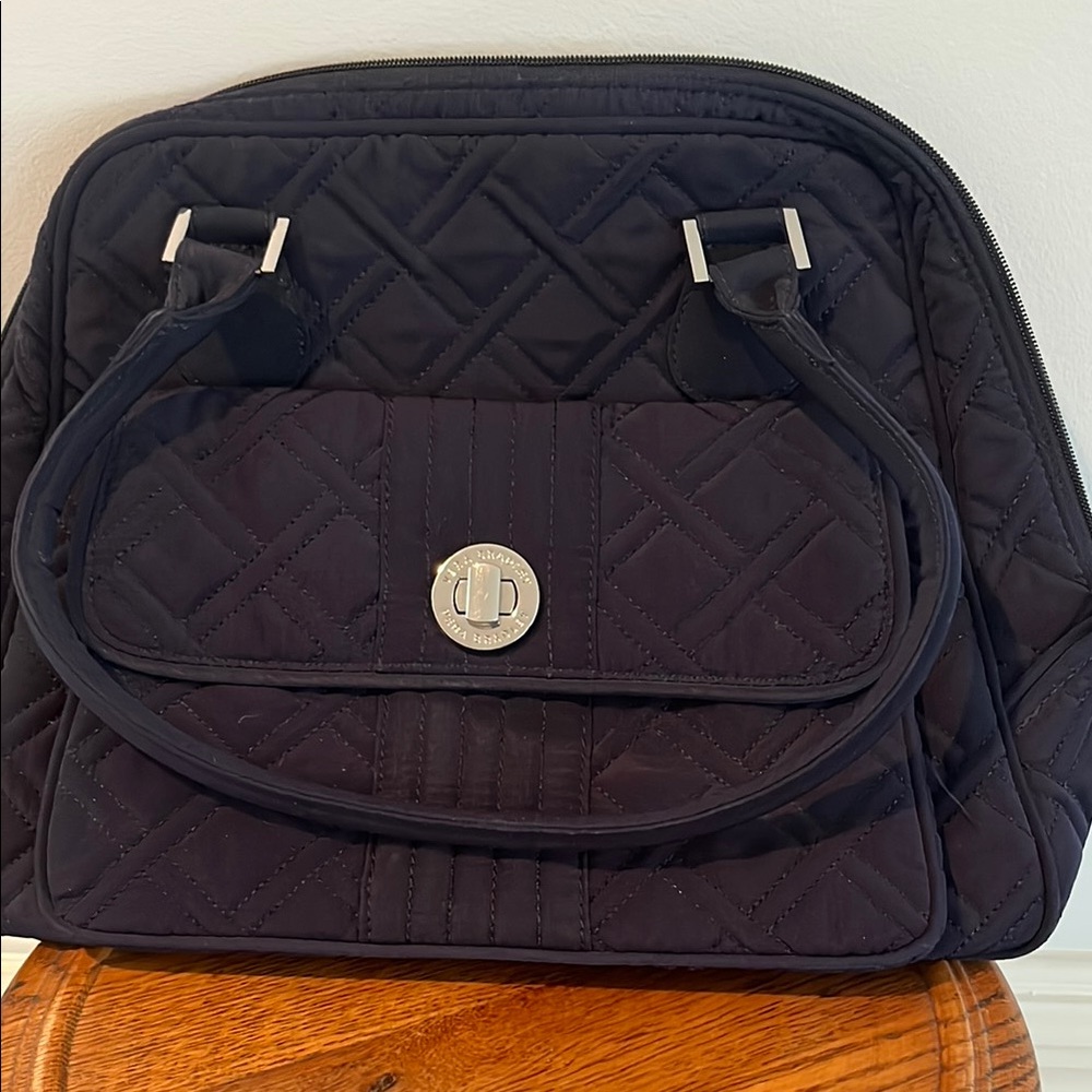 Classic Navy Double Quilted Satchel